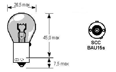 лампа p21w bau15s размеры