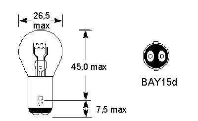 двух-контактная лампа цоколь BAY15d
